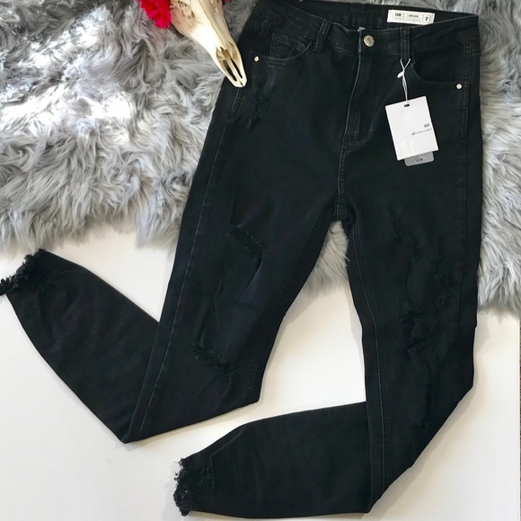 HiGh WaIsTeD BlAcK DiStReSsEd JeAnS - Picture 4 of 5